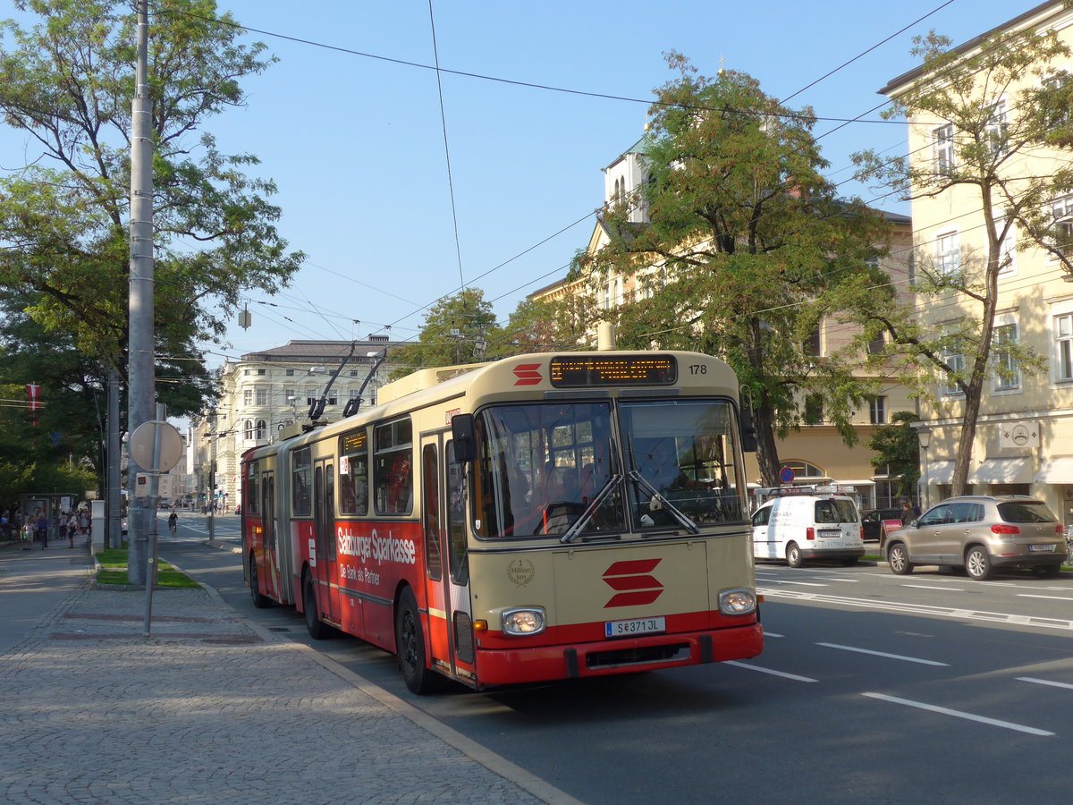 (197'304) - SSV Salzburg (POS) - Nr. 178/S 371 JL - Grf&Stift Gelenktrolleybus am 13. September 2018 in Salzburg, Mirabellplatz