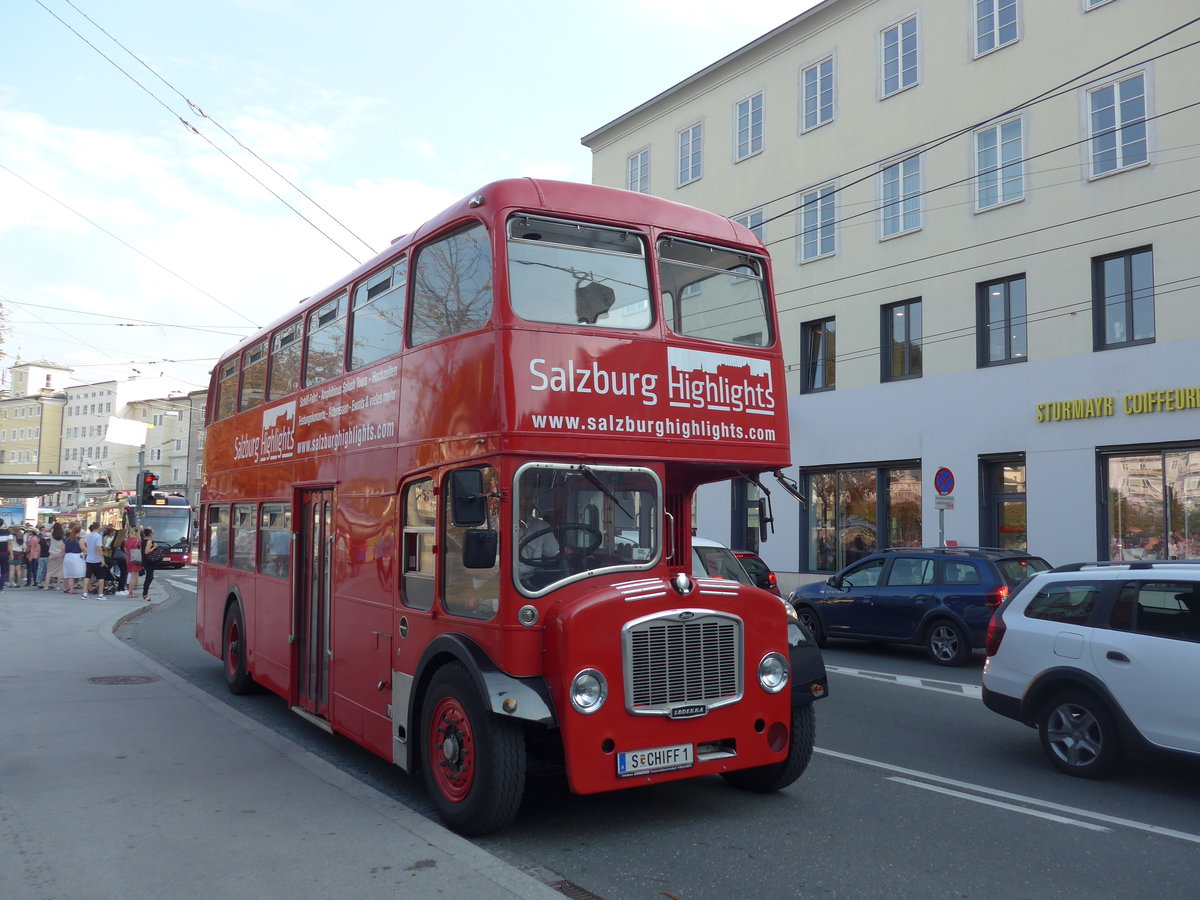 (197'317) - Salzburghighlights, Salzburg - S CHIFF 1 - Lodekka (ex Londonbus) am 13. September 2018 in Salzburg, Hanuschplatz