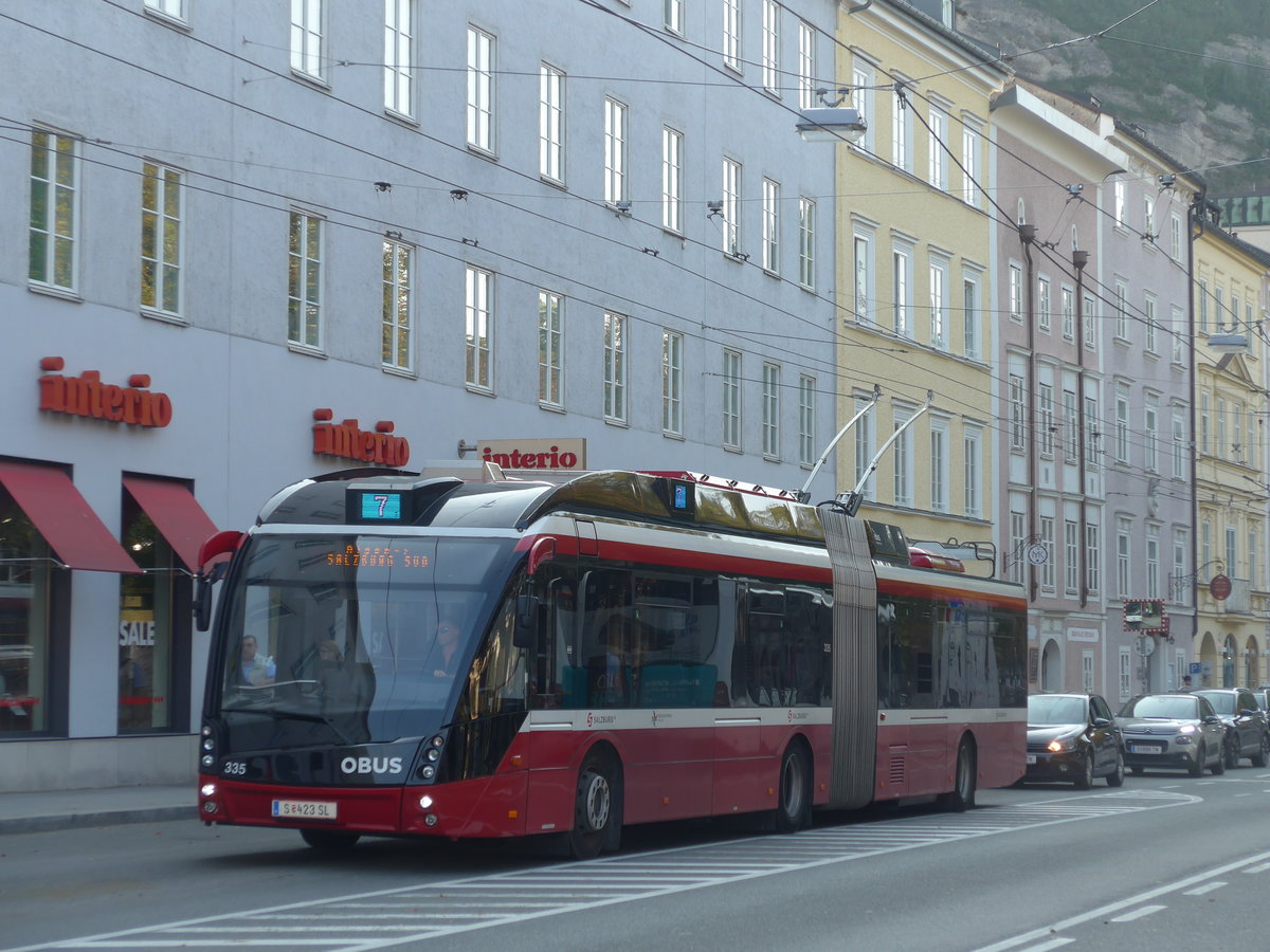 (197'340) - OBUS Salzburg - Nr. 340/S 423 SL - Solaris Gelenktrolleybus am 13. September 2018 in Salzburg, Hanuschplatz