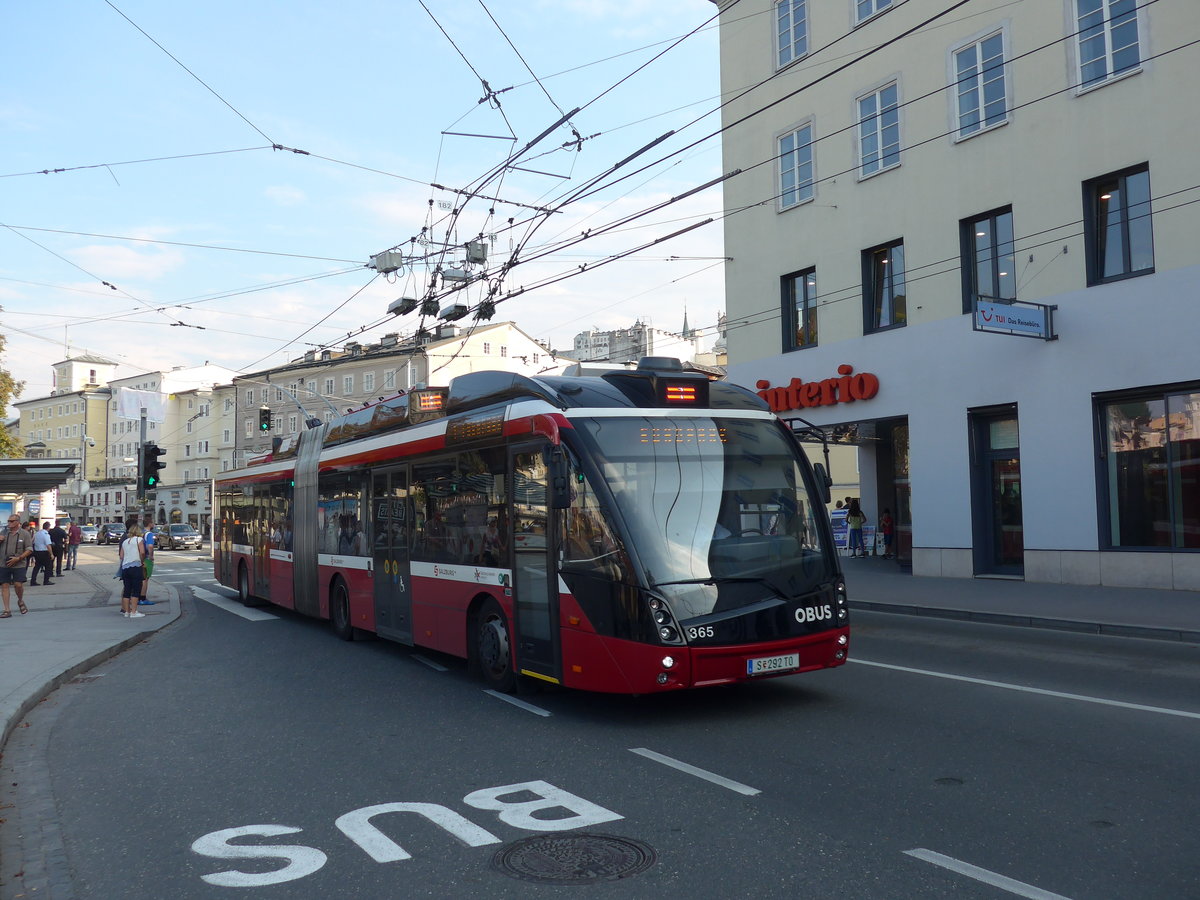 (197'347) - OBUS Salzburg - Nr. 365/S 292 TO - Solaris Gelenktrolleybus am 13. September 2018 in Salzburg, Hanuschplatz