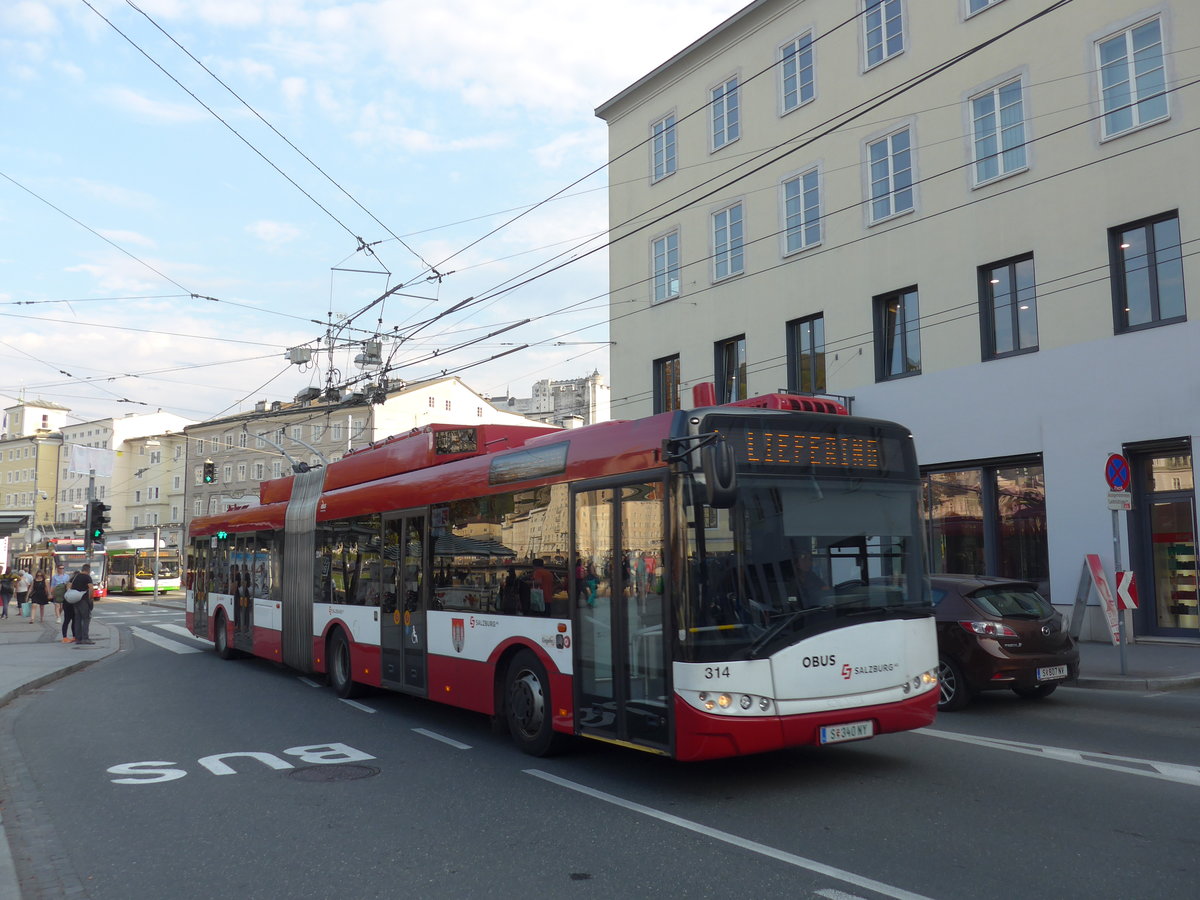 (197'368) - OBUS Salzburg - Nr. 314/S 340 NY - Solaris Gelenktrolleybus am 13. September 2018 in Salzburg, Hanuschplatz