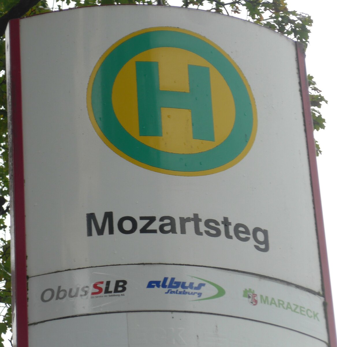 (197'478) - ObusSLB/albus-Haltestellenschild - Salzburg, Mozartsteg - am 14. September 2018