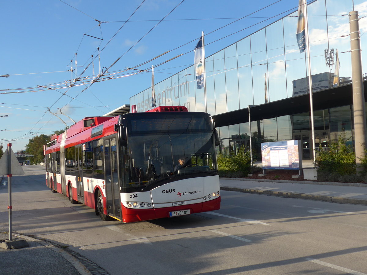 (197'566) - OBUS Salzburg - Nr. 304/S 209 NY - Solaris Gelenktrolleybus am 14. September 2018 in Salzburg, Messe