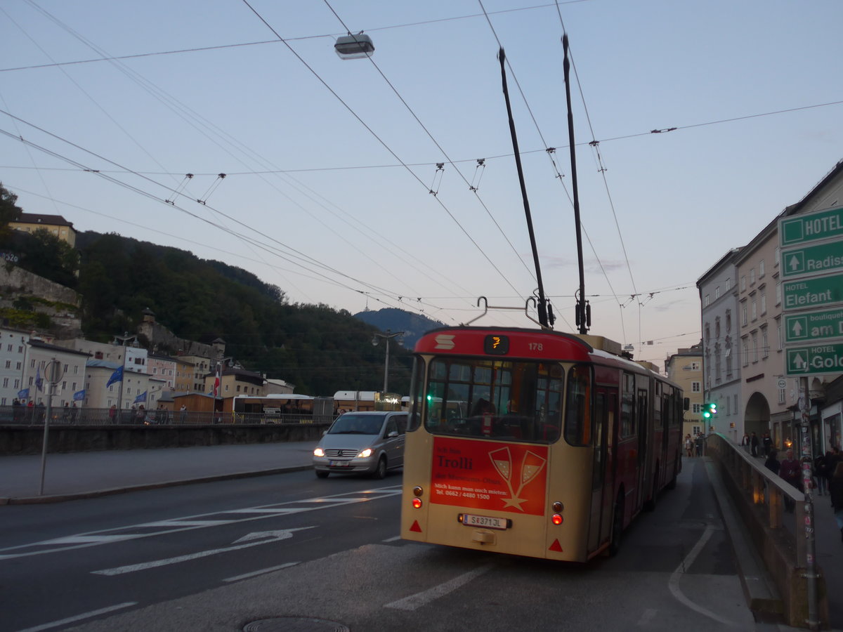 (197'586) - SSV Salzburg (POS) - Nr. 178/S 371 JL - Grf&Stift Gelenktrolleybus am 14. September 2018 in Salzburg, Hanuschplatz