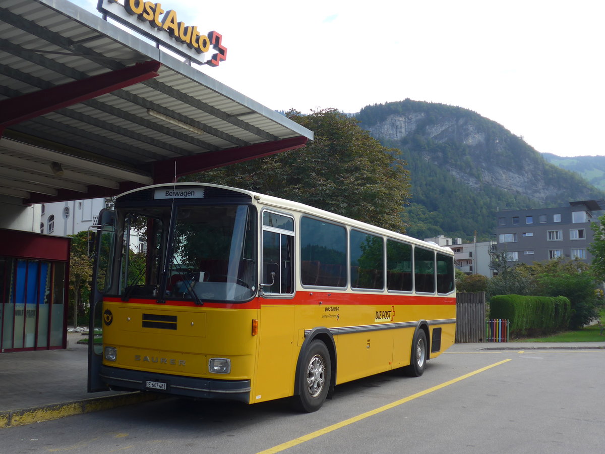(197'679) - AVG Meiringen - Nr. 74/BE 607'481 - Saurer/R&J (ex PostAuto Berner Oberland; ex P 24'357) am 16. September 2018 in Meiringen, Postautostation