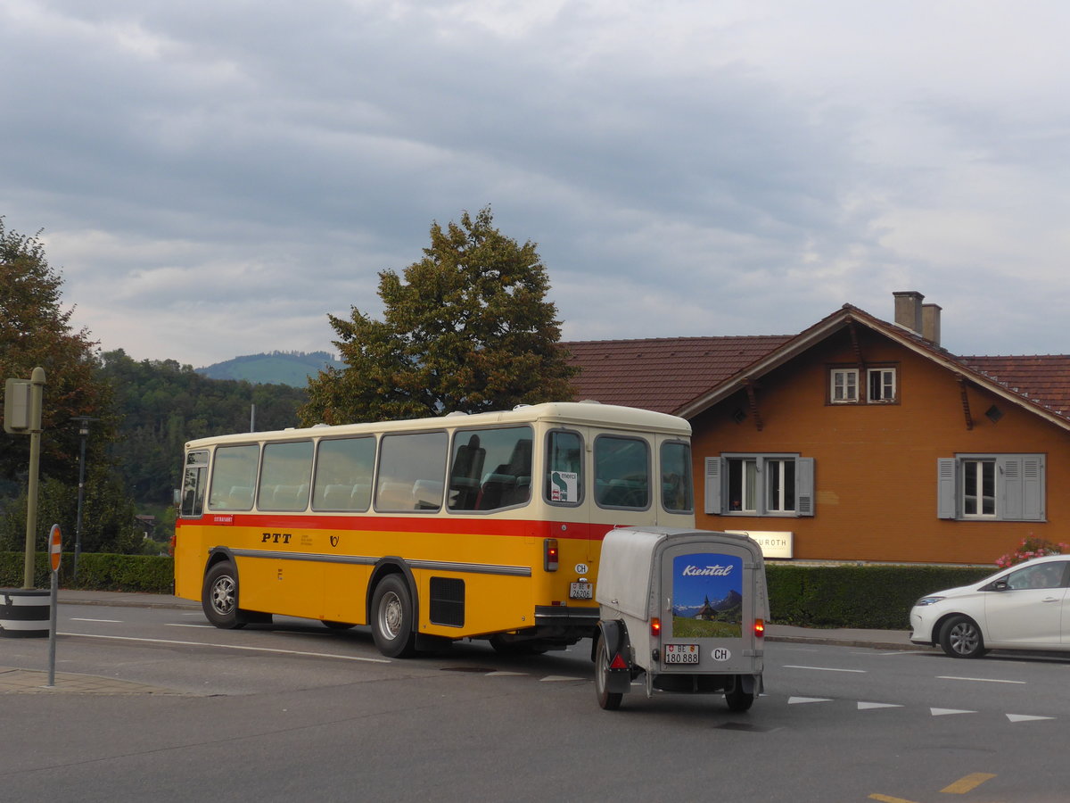 (197'885) - Schmid, Thrishaus - BE 26'206 - Saurer/Tscher (ex P 24'244) am 16. September 2018 beim Bahnhof Spiez