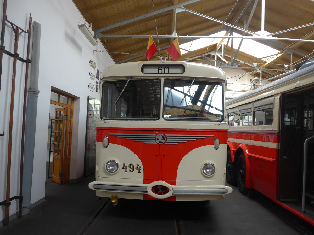 (198'801) - DPP Praha - Nr. 494 - Skoda Trolleybus am 20. Oktober 2018 in Praha, PNV-Museum