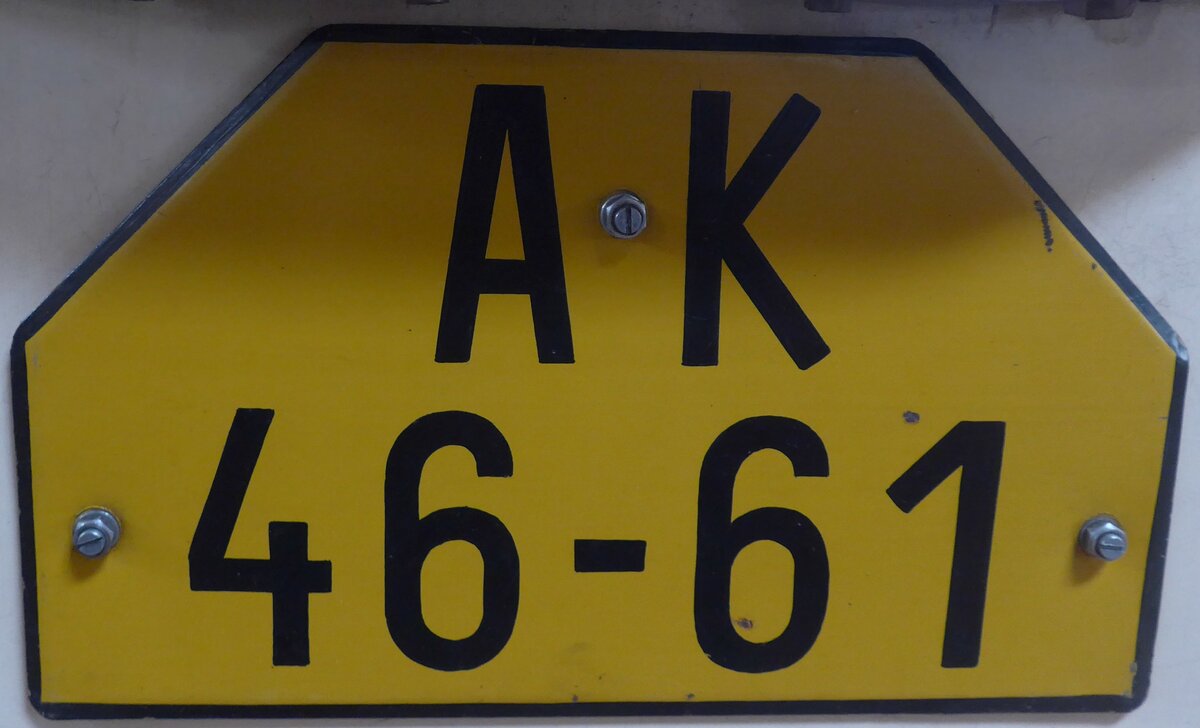 (198'850) - Aus der Tschechoslowakei: Nummernschild - AK 46-61 - am 20. Oktober 2018 in Praha, PNV-Museum