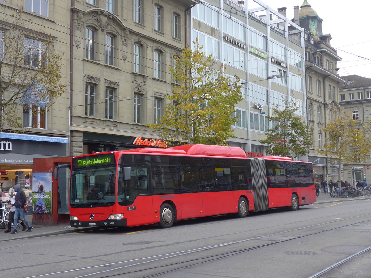 (199'117) - Bernmobil, Bern - Nr. 854/BE 671'854 - Mercedes am 29. Oktober 2018 beim Bahnhof Bern