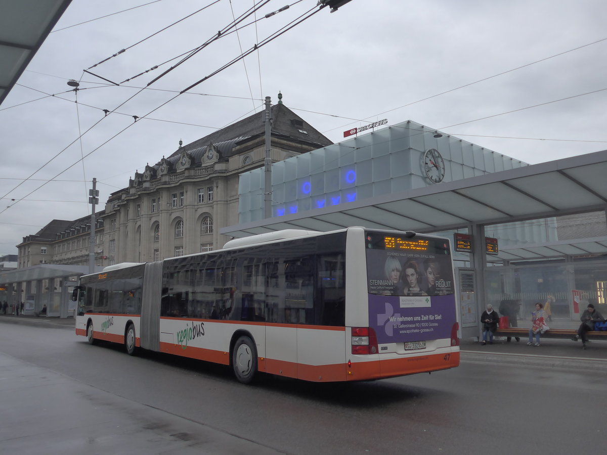 (199'494) - Regiobus, Gossau - Nr. 47/SG 332'551 - MAN am 24. November 2018 beim Bahnhof St. Gallen