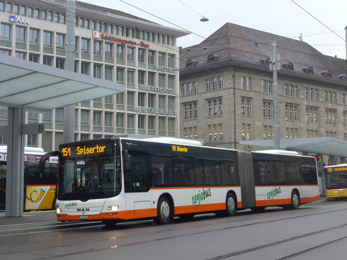(199'503) - Regiobus, Gossau - Nr. 46/SG 38'472 - MAN am 24. November 2018 beim Bahnhof St. Gallen