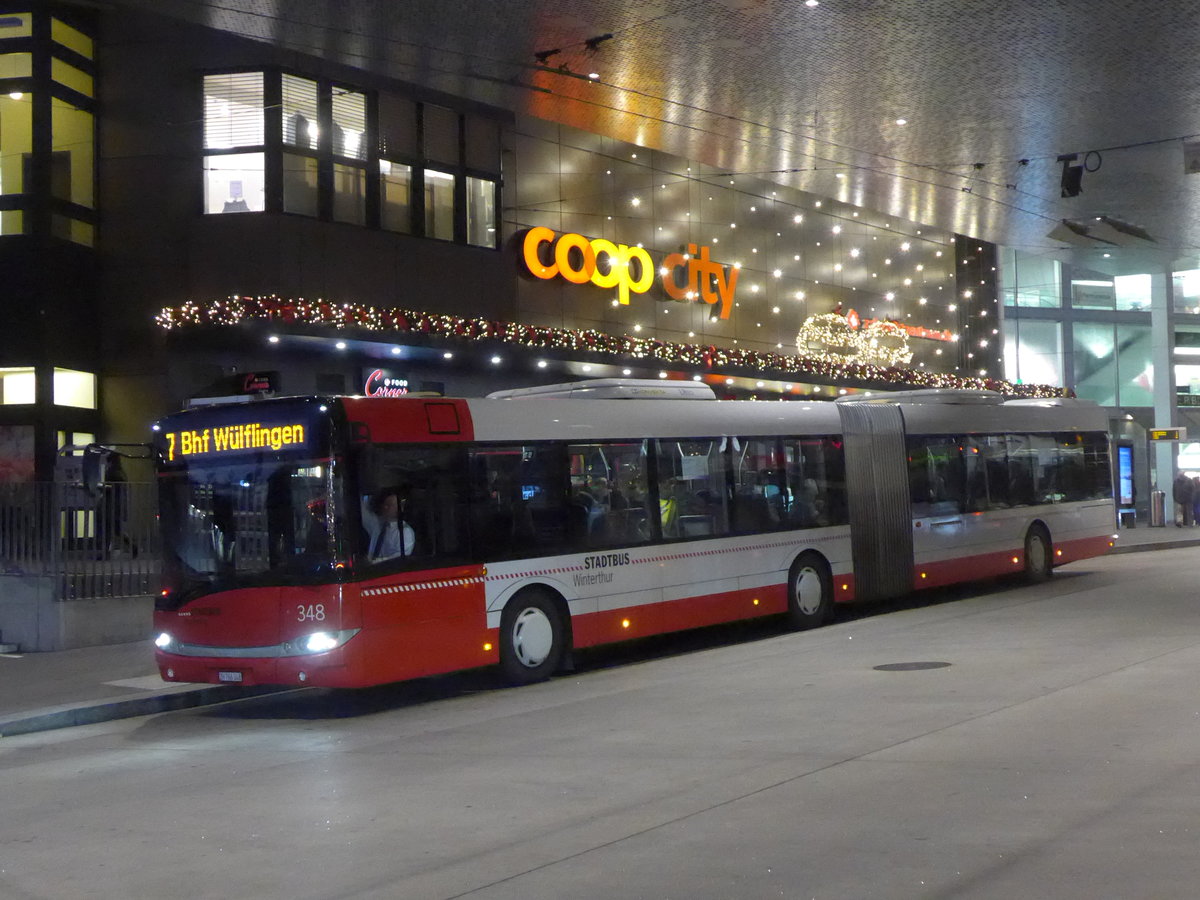 (199'565) - SW Winterthur - Nr. 348/ZH 766'348 - Solaris am 24. November 2018 beim Hauptbahnhof Winterthur