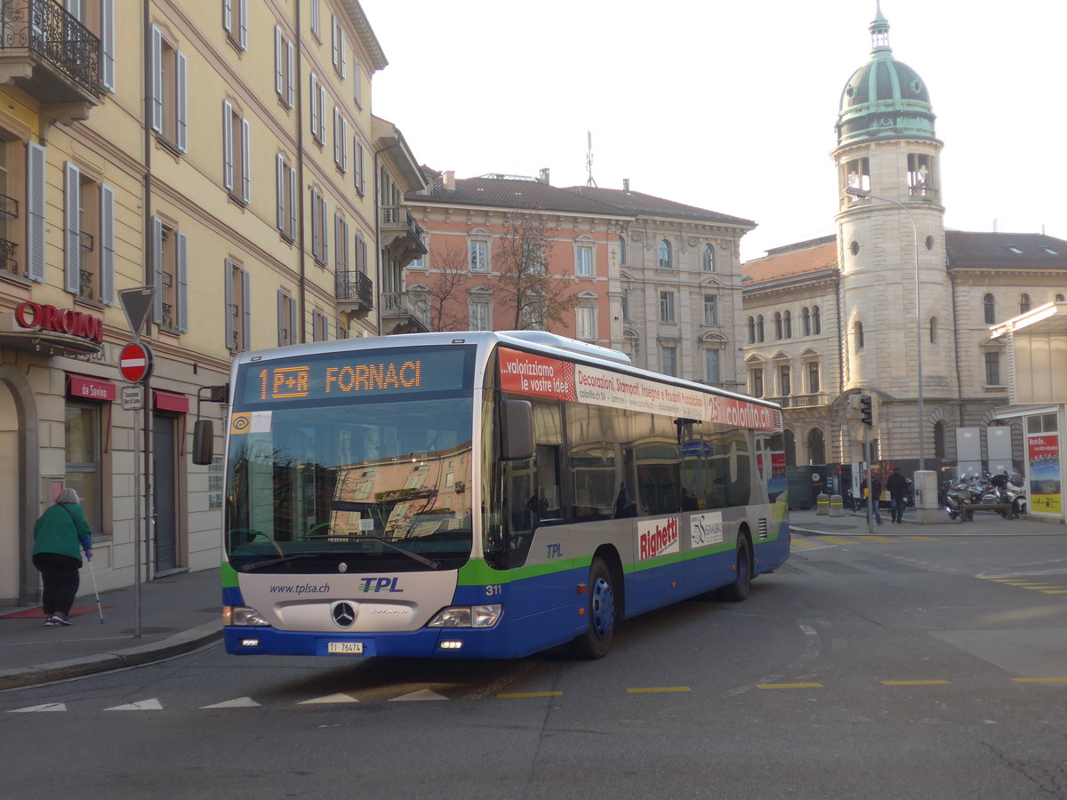 (199'673) - TPL Lugano - Nr. 311/TI 76'474 - Mercedes am 7. Dezember 2018 in Lugano, Centro