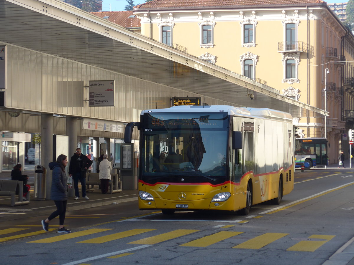 (199'685) - AutoPostale Ticino - Nr. 545/TI 316'301 - Mercedes am 7. Dezember 2018 in Lugano, Centro