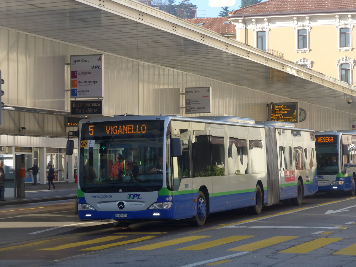 (199'702) - TPL Lugano - Nr. 435/TI 208'735 - Mercedes am 7. Dezember 2018 in Lugano, Centro