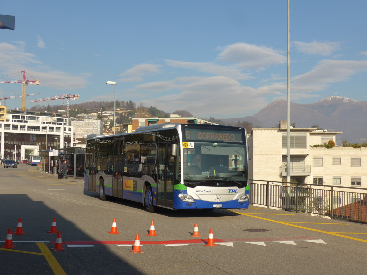 (199'728) - TPL Lugano - Nr. 315/TI 297'003 - Mercedes am 7. Dezember 2018 beim Bahnhof Lugano