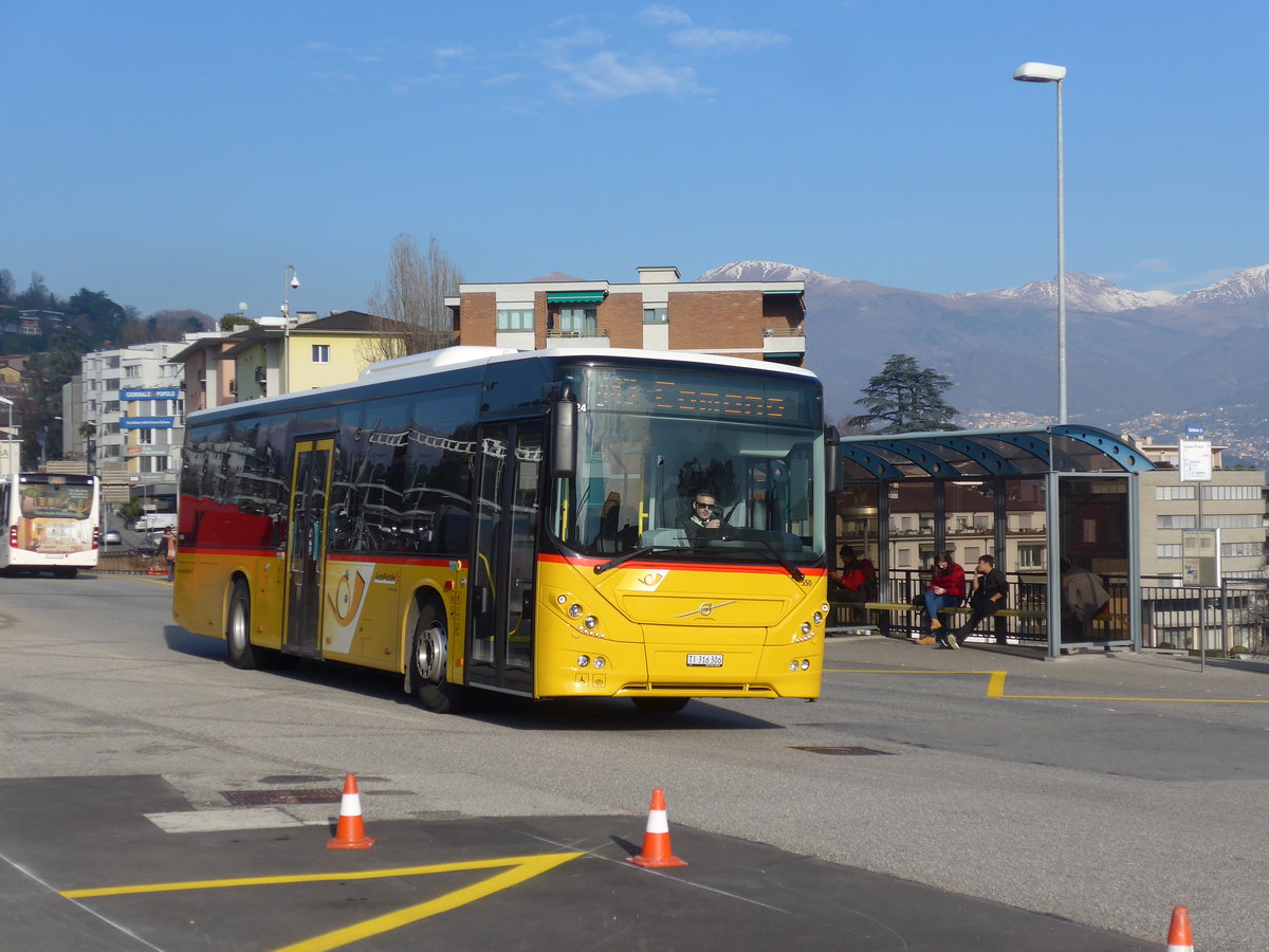 (199'758) - AutoPostale Ticino - Nr. 550/TI 316'306 - Volvo am 7. Dezember 2018 beim Bahnhof Lugano