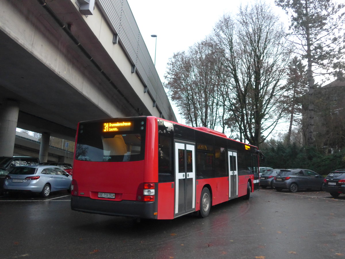 (199'922) - Bernmobil, Bern - Nr. 154/BE 716'154 - MAN am 10. Dezember 2018 beim Bahnhof Bern Europaplatz