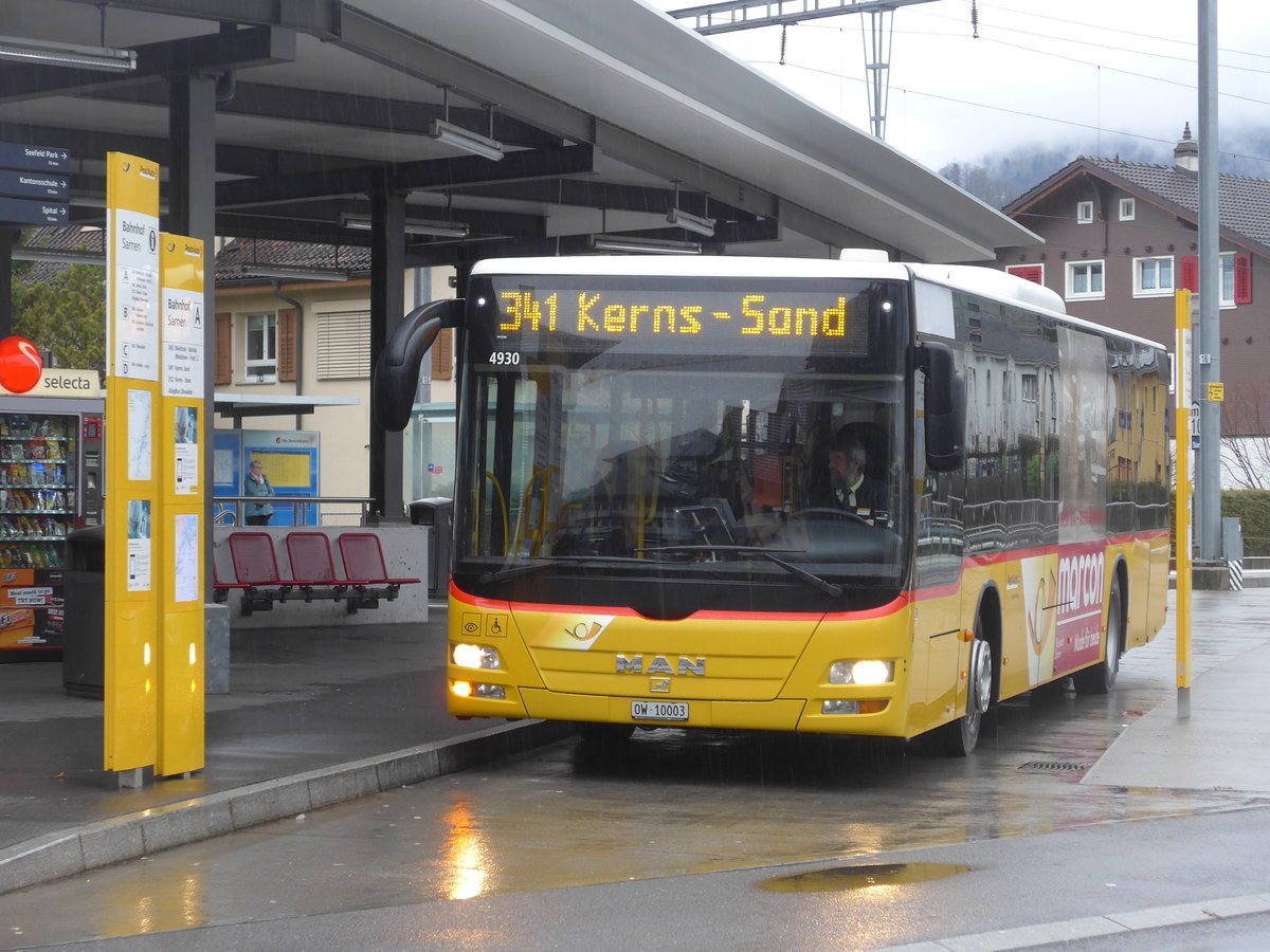 (200'127) - PostAuto Zentralschweiz - Nr. 6/OW 10'003 - MAN (ex Dillier, Sarnen Nr. 6) am 24. Dezember 2018 beim Bahnhof Sarnen