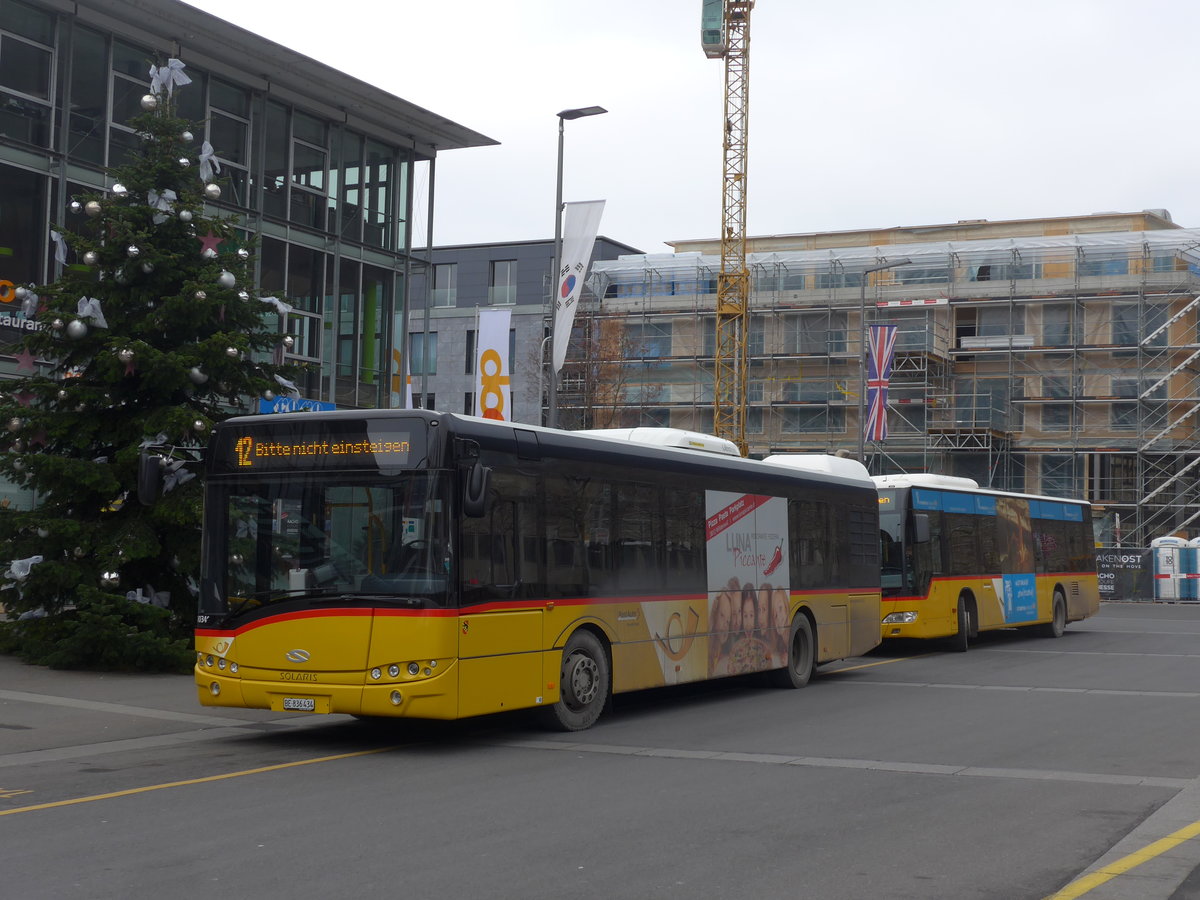 (200'521) - PostAuto Bern - BE 836'434 - Solaris (ex Nr. 581) am 1. Januar 2019 beim Bahnhof Interlaken Ost