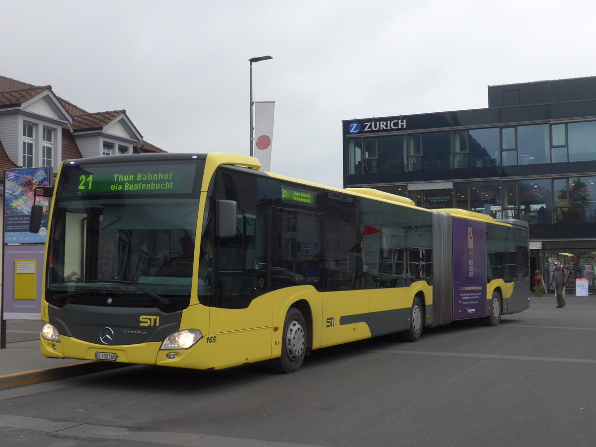 (200'524) - STI Thun - Nr. 165/BE 752'165 - Mercedes am 1. Januar 2019 beim Bahnhof Interlaken Ost