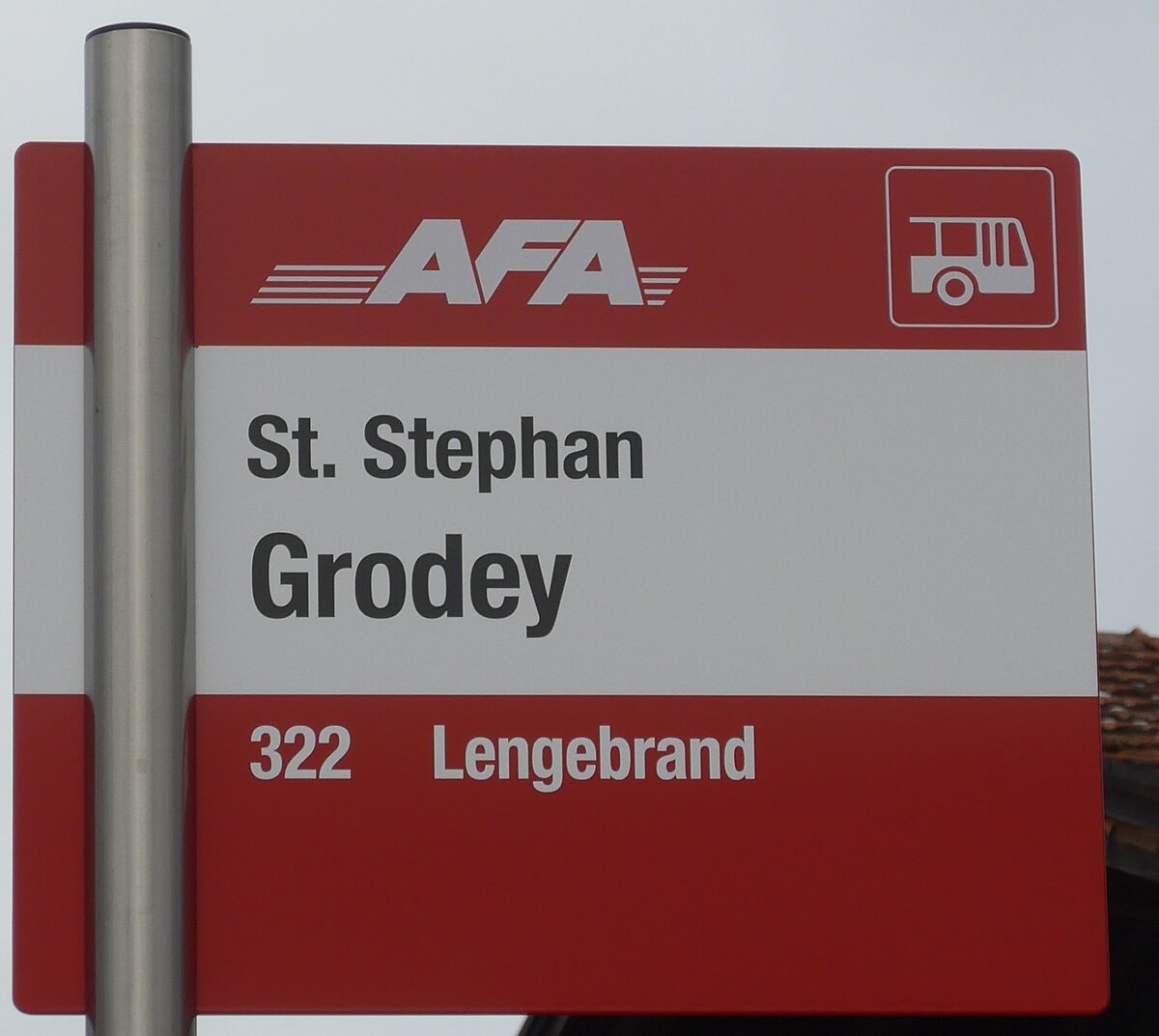 (200'639) - AFA-Haltestellenschild - St. Stephan, Grodey - am 6. Januar 2019