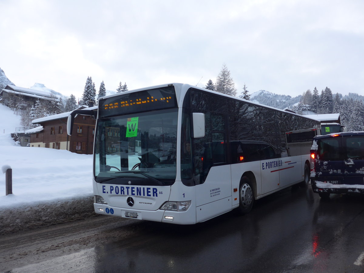 (200'783) - Portenier, Adelboden - Nr. 1/BE 27'928 - Mercedes (ex FRA-Bus, D-Frankfurt) am 12. Januar 2019 in Adelboden, Oey