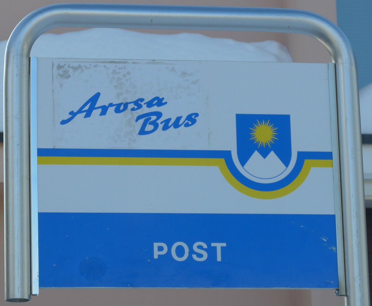 (201'276) - Arosa-Bus-Haltestellenschild - Arosa, Post - am 19. Januar 2019