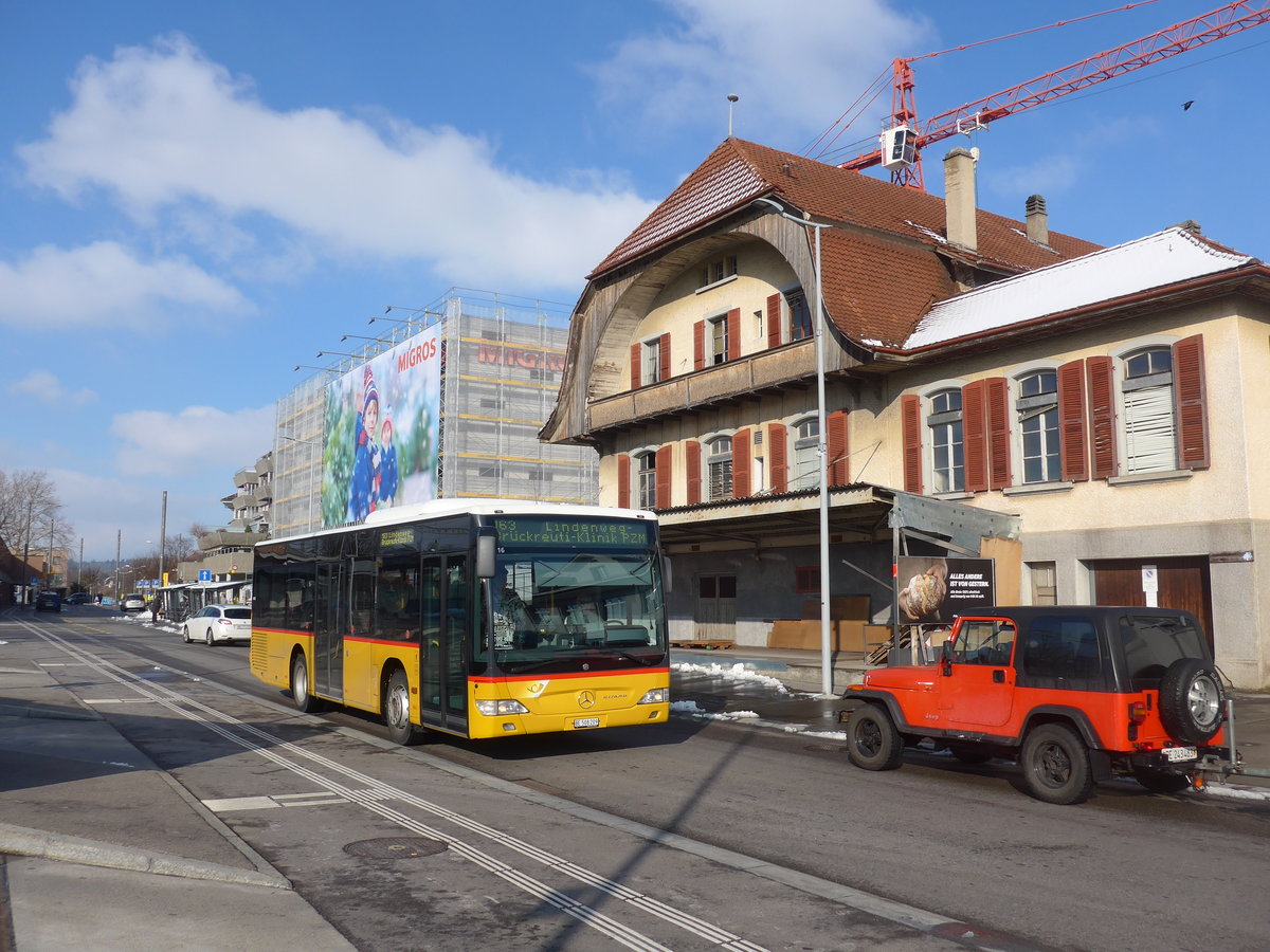 (201'466) - PostAuto Bern - BE 508'209 - Mercedes (ex Portenier, Adelboden Nr. 9) am 4. Februar 2019 beim Bahnhof Mnsingen