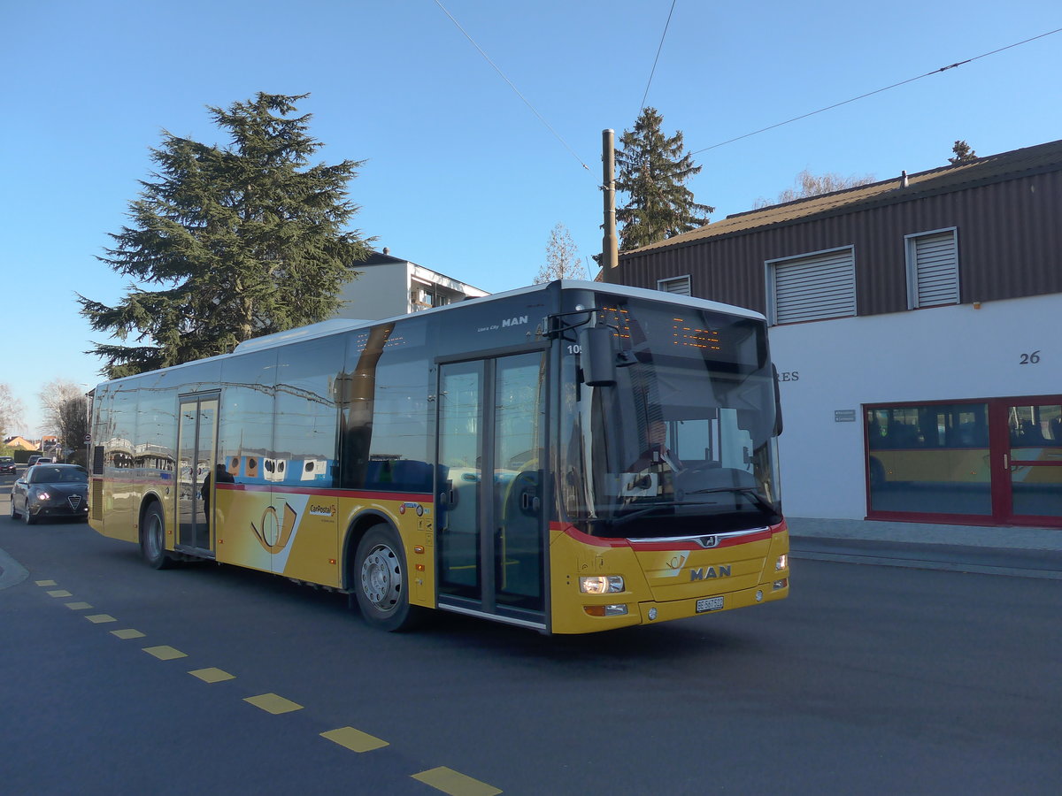 (201'657) - Funi-Car, Biel - Nr. 22/BE 567'522 - MAN am 16. Februar 2019 beim Bahnhof Marin-pagnier