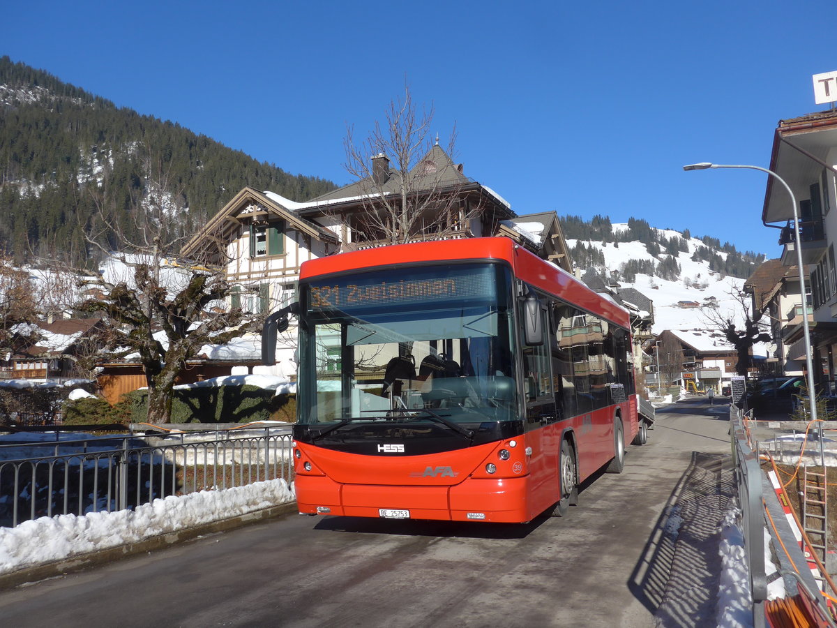 (201'666) - AFA Adelboden - Nr. 39/BE 25'753 - Scania/Hess am 17. Februar 2019 beim Bahnhof Zweisimmen