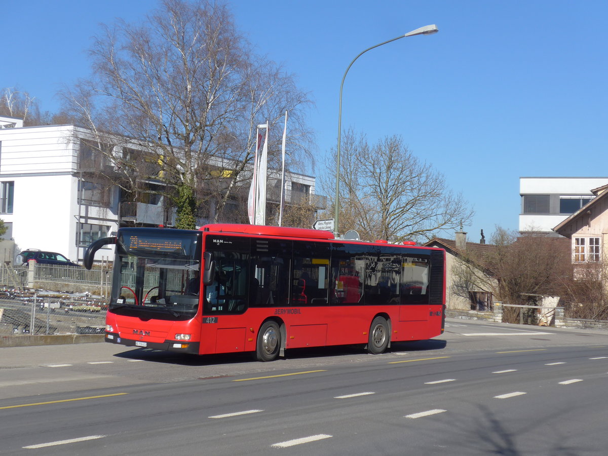 (201'717) - Bernmobil, Bern - Nr. 412/BE 716'412 - MAN am 18. Februar 2019 in Kniz, Weiermatt