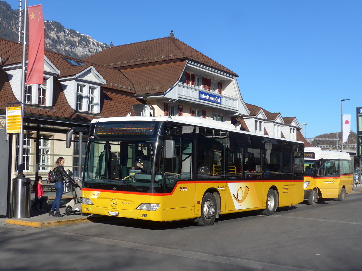(201'739) - PostAuto Bern - BE 610'531 - Mercedes am 18. Februar 2019 beim Bahnhof Interlaken Ost