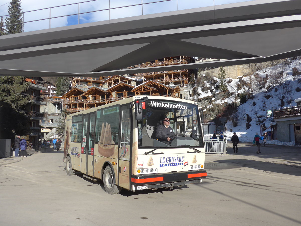 (201'899) - OBZ Zermatt - Nr. 15/VS 183'675 - Vetter-Stimbo am 3. Mrz 2019 in Zermatt, Getwing Brcke