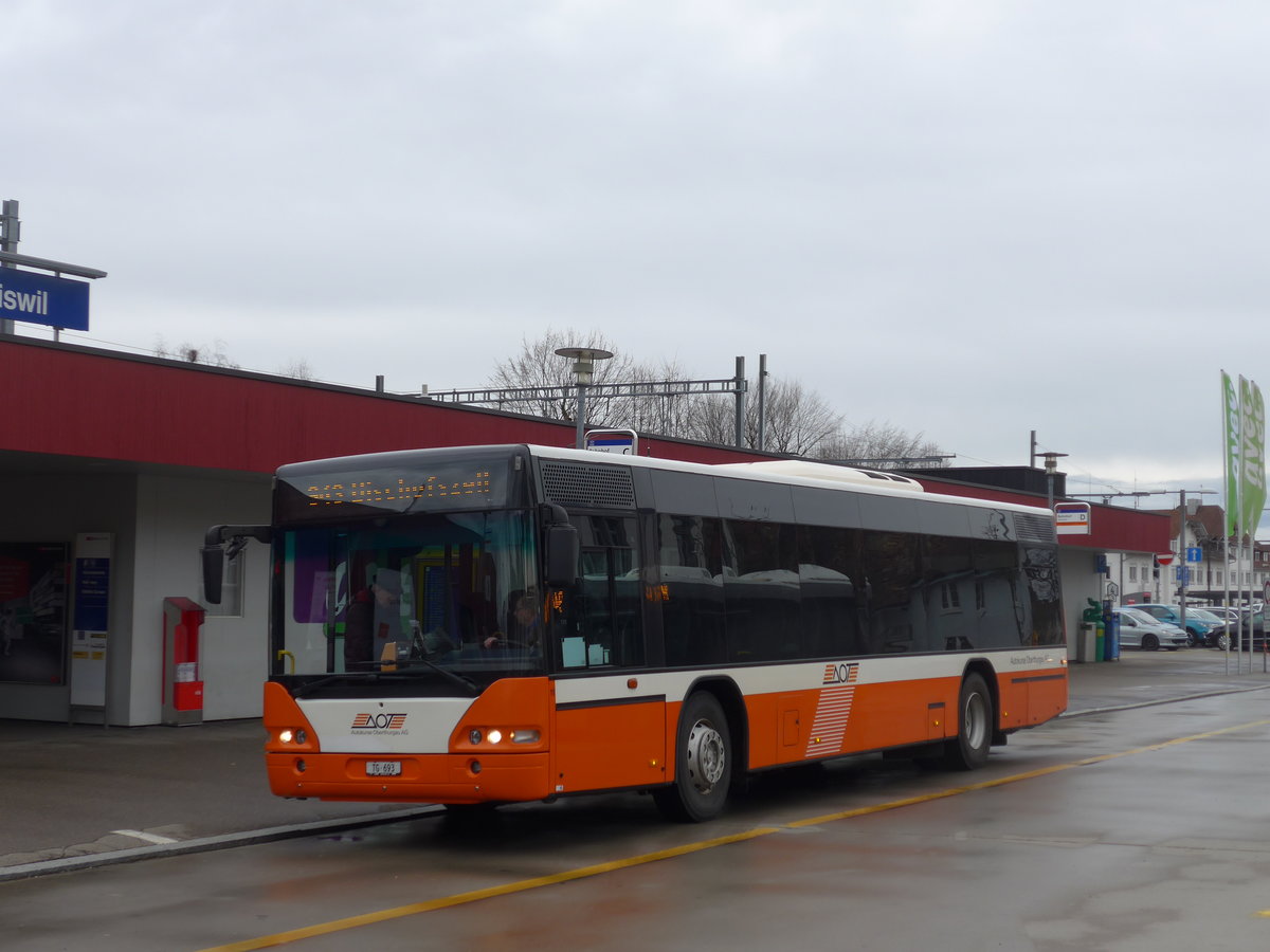 (201'966) - AOT Amriswil - Nr. 11/TG 693 - Neoplan am 4. Mrz 2019 beim Bahnhof Amriswil