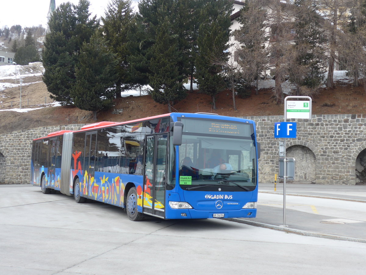 (202'043) - SBC Chur - Nr. 94/GR 156'994 - Mercedes am 10. Mrz 2019 beim Bahnhof St. Moritz