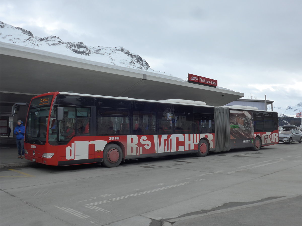 (202'105) - SBC Chur - Nr. 54/GR 155'854 - Mercedes am 10. Mrz 2019 beim Bahnhof St. Moritz