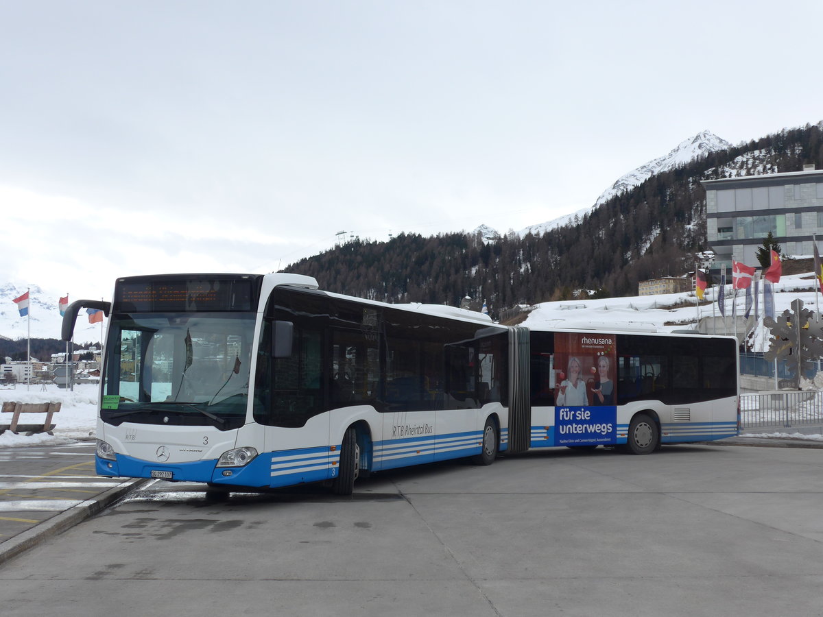 (202'109) - RTB Altsttten - Nr. 3/SG 292'107 - Mercedes am 10. Mrz 2019 beim Bahnhof St. Moritz