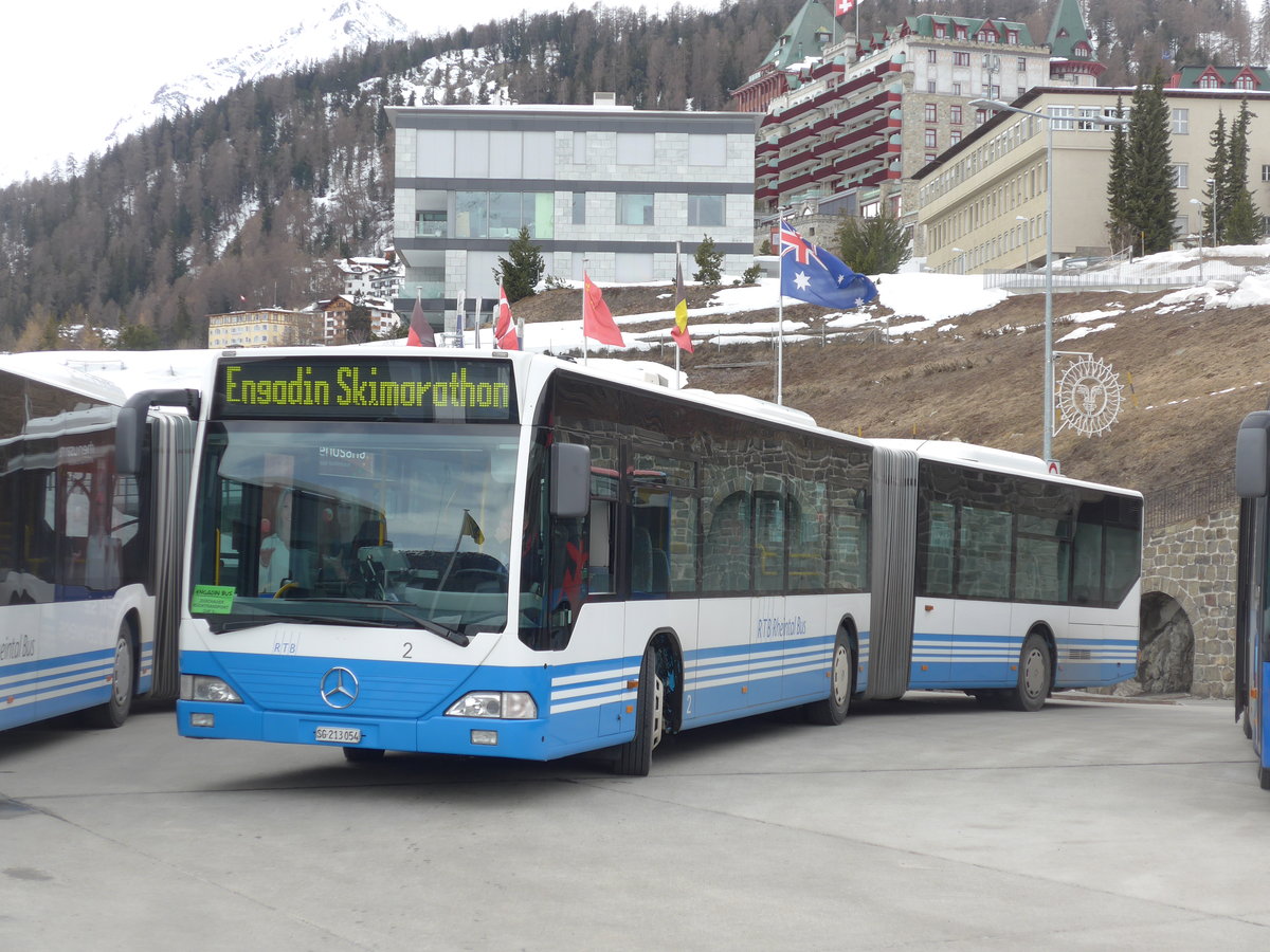 (202'112) - RTB Altsttten - Nr. 2/SG 213'054 - Mercedes am 10. Mrz 2019 beim Bahnhof St. Moritz