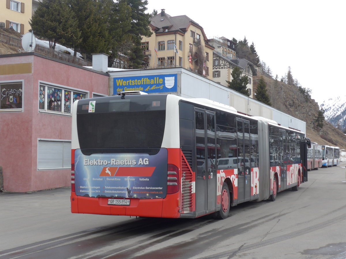 (202'114) - SBC Chur - Nr. 54/GR 155'854 - Mercedes am 10. Mrz 2019 beim Bahnhof St. Moritz
