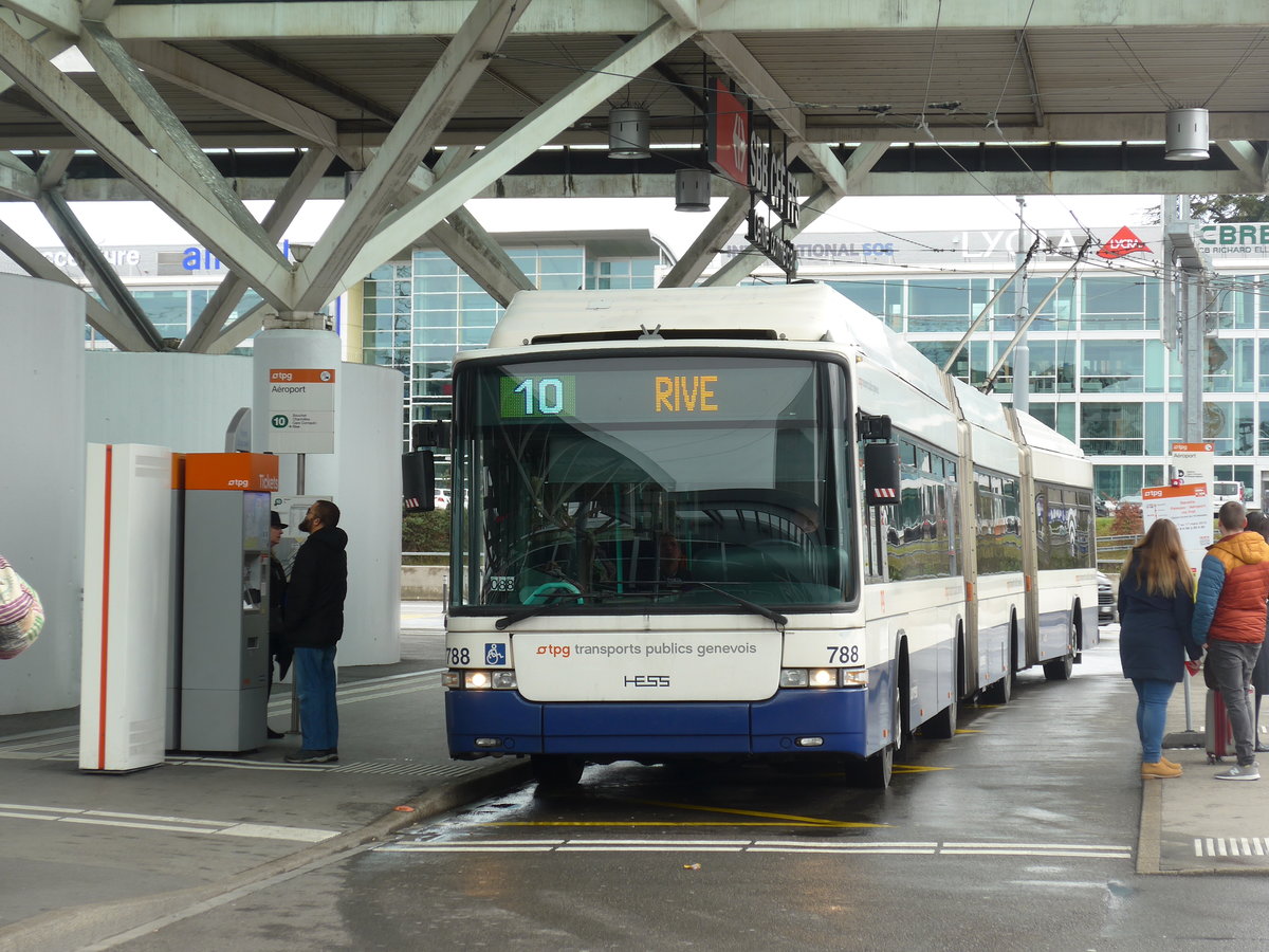 (202'271) - TPG Genve - Nr. 788 - Hess/Hess Doppelgelenktrolleybus am 11. Mrz 2019 in Genve, Aroport