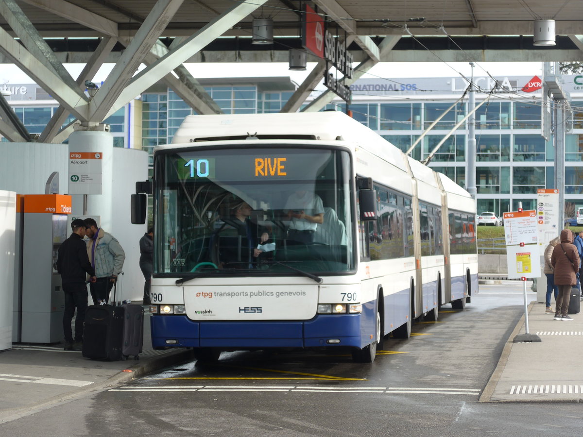 (202'289) - TPG Genve - Nr. 790 - Hess/Hess Doppelgelenktrolleybus am 11. Mrz 2019 in Genve, Aroport