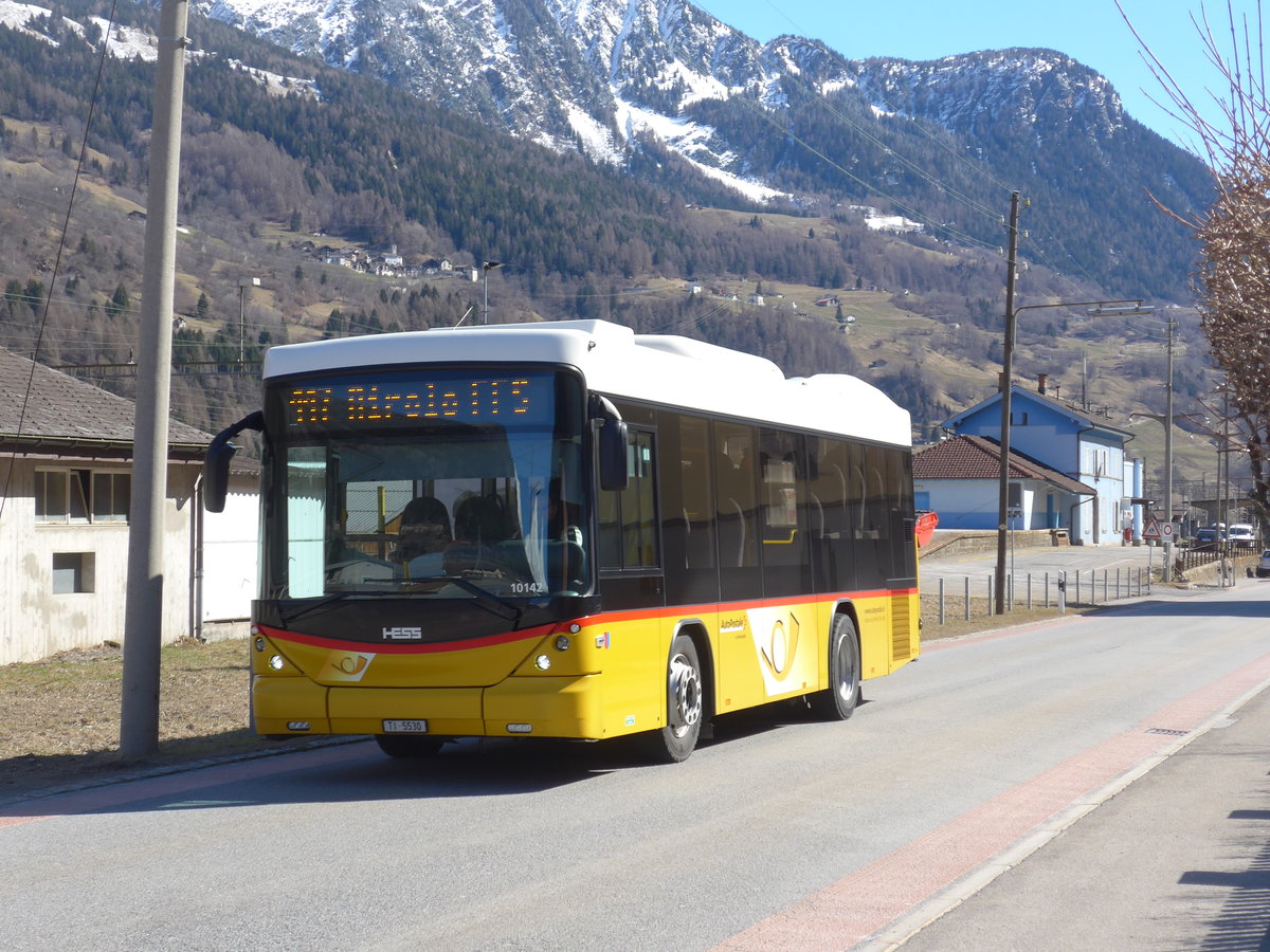(202'553) - Barenco, Faido - TI 5530 - Scania/Hess am 19. Mrz 2019 beim Bahnhof Ambr-Piotta
