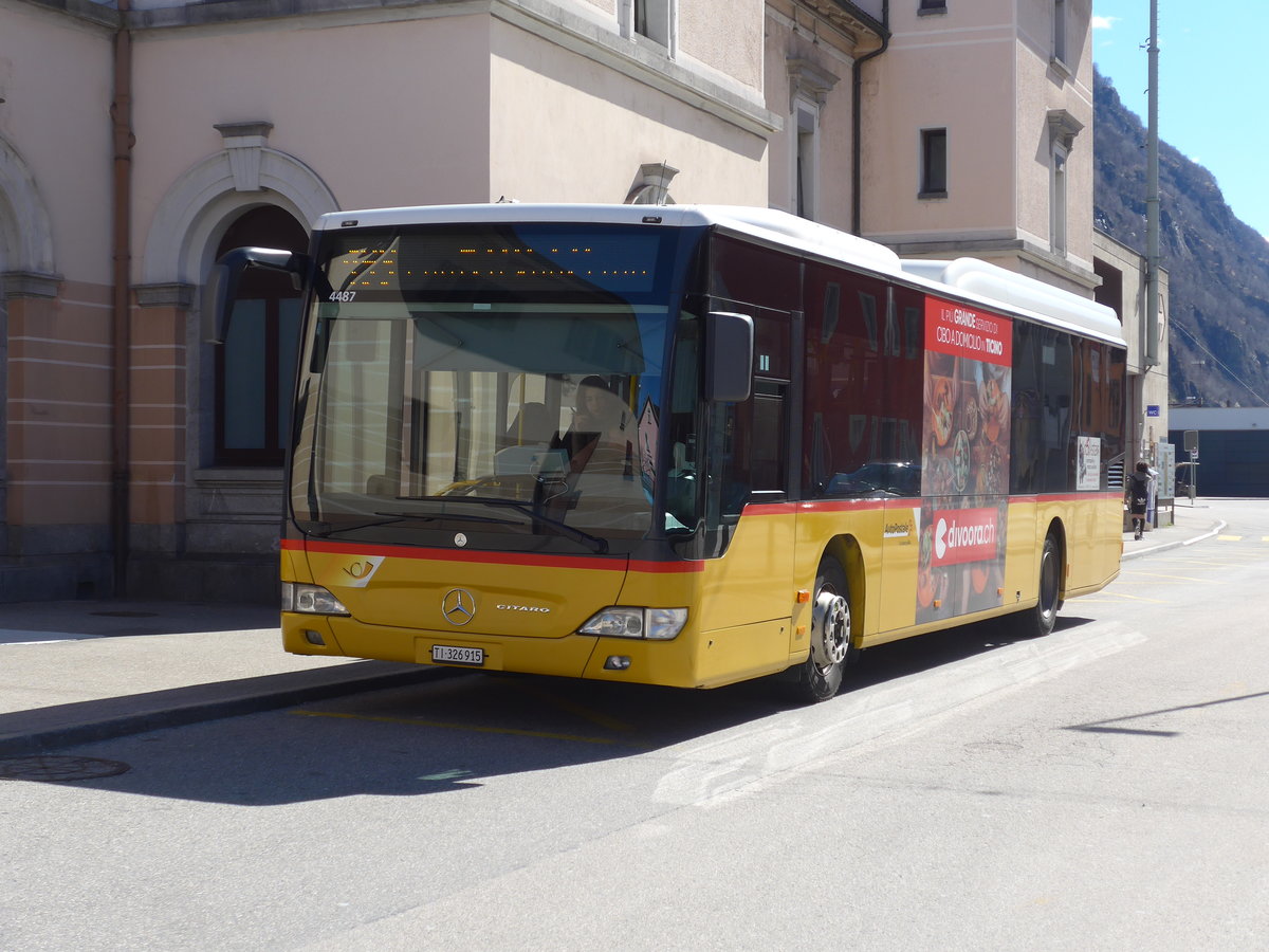 (202'575) - AutoPostale Ticino - TI 326'915 - Mercedes (ex Starnini, Tenero) am 19. Mrz 2019 beim Bahnhof Biasca
