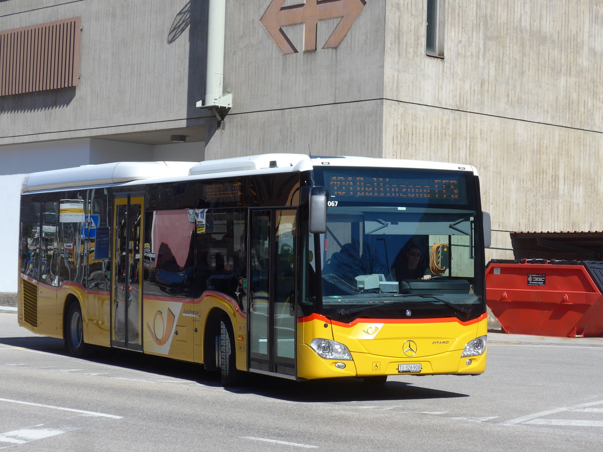 (202'579) - AutoPostale Ticino - TI 326'908 - Mercedes am 19. Mrz 2019 beim Bahnhof Biasca