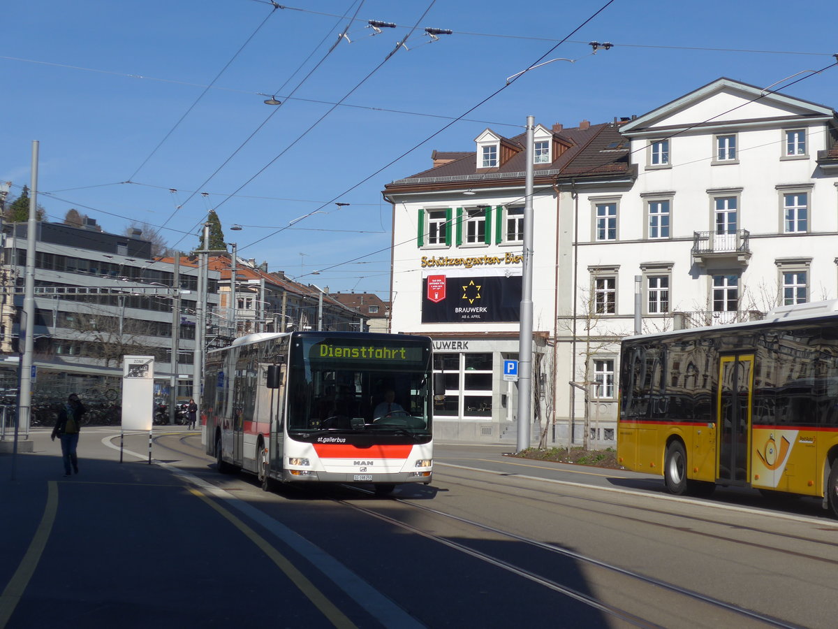 (202'734) - St. Gallerbus, St. Gallen - Nr. 255/SG 198'255 - MAN am 21. Mrz 2019 beim Bahnhof St. Gallen