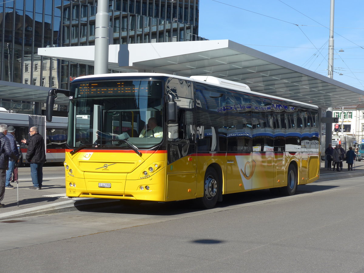 (202'741) - PostAuto Ostschweiz - SG 443'906 - Volvo am 21. Mrz 2019 beim Bahnhof St. Gallen