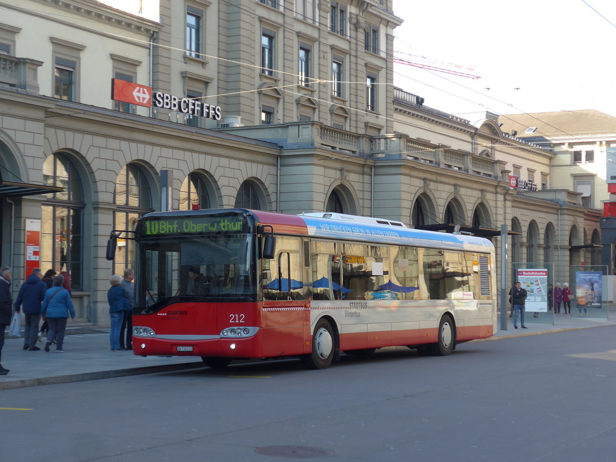 (202'789) - SW Winterthur - Nr. 212/ZH 730'212 - Solaris am 21. Mrz 2019 beim Hauptbahnhof Winterthur