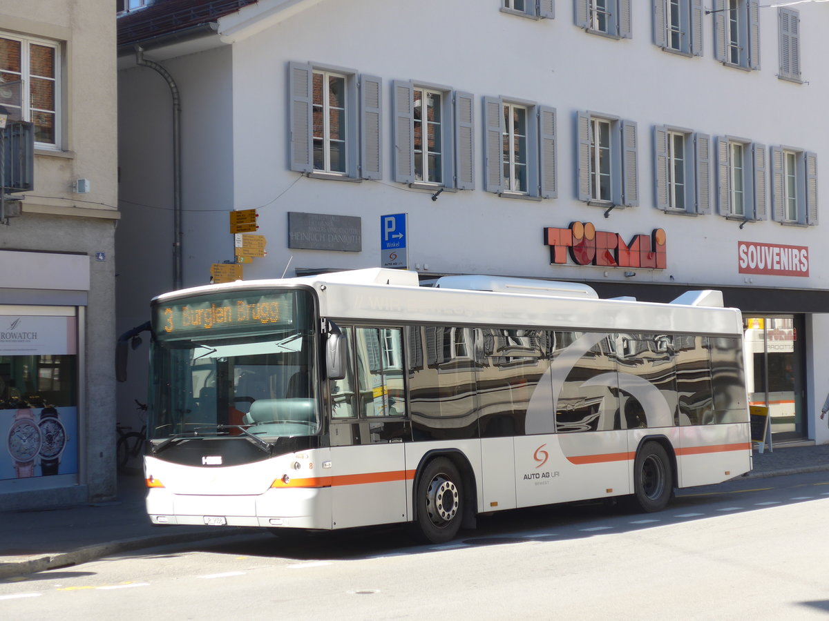 (202'809) - AAGU Altdorf - Nr. 8/UR 9058 - Scania/Hess am 22. Mrz 2019 in Altdorf, Telldenkmal