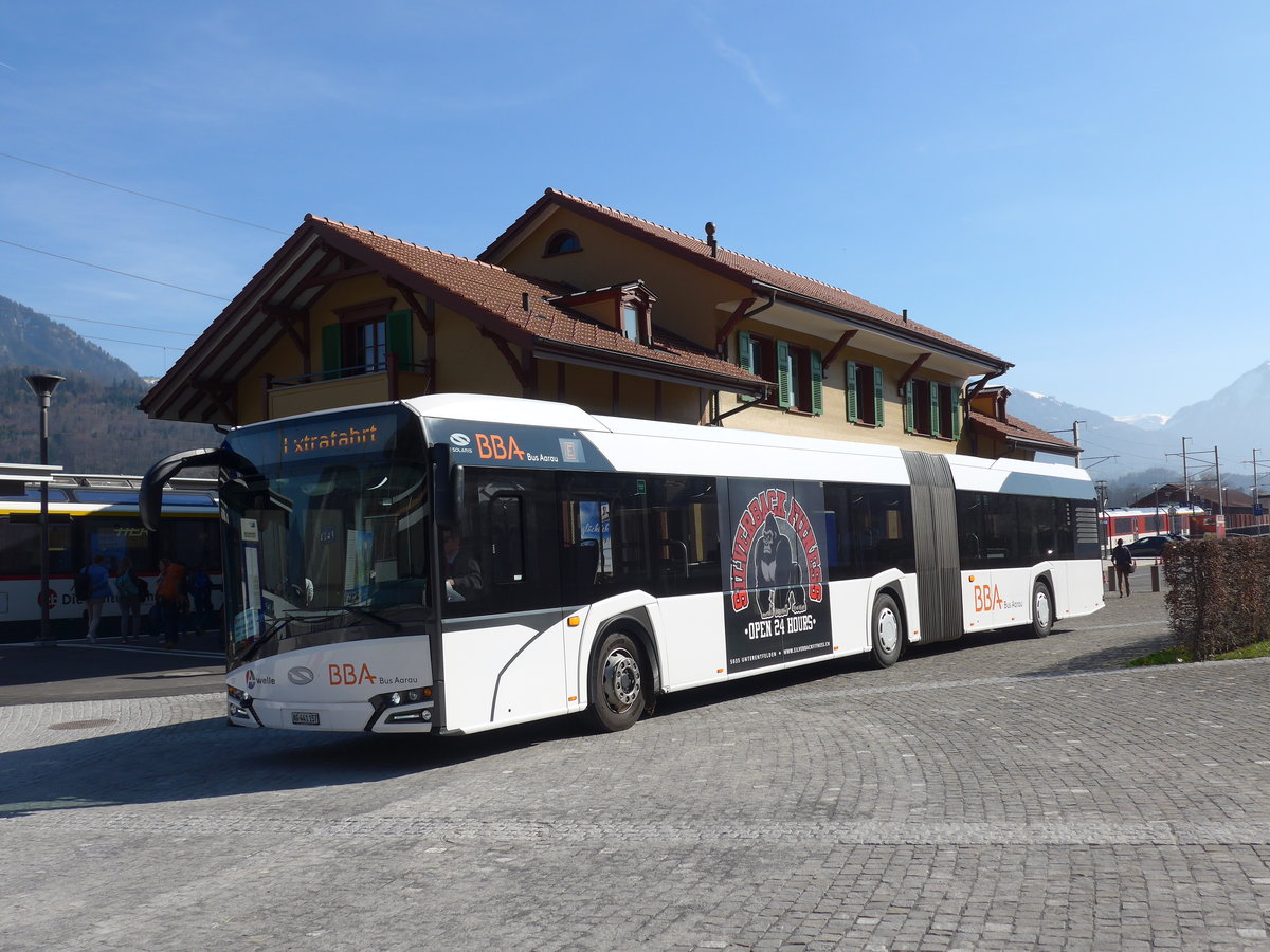 (202'871) - BBA Aarau - Nr. 157/AG 441'157 - Solaris am 22. Mrz 2019 beim Bahnhof Alpnachstad